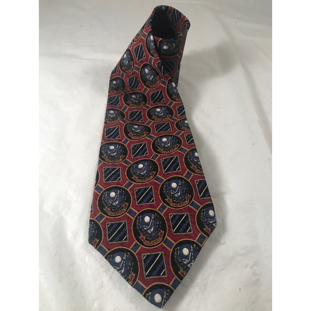 Pebble Beach Neckwear Burgundy  Blue Silk Novelty Necktie